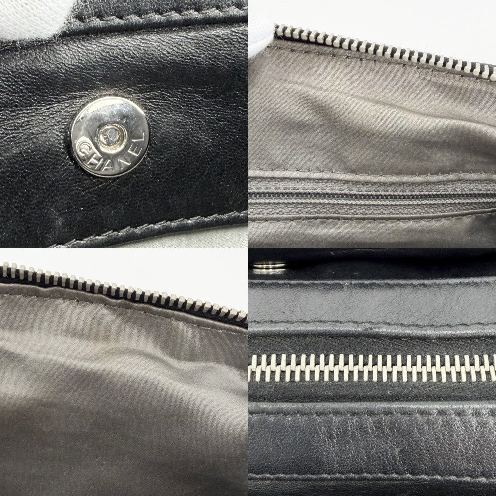 CHANEL シャネル ハンドバッグ チョコバー ボーリングバッグ チェーンショルダー レザー ブラック 黒 シルバー金具 レディース【中古品】