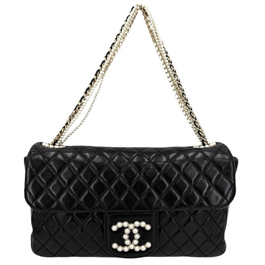 CHANEL シャネル ショルダーバッグ マトラッセ ウェストミンスター チェーンショルダー レザー フェイクパール ブラック 黒 ゴールド金具 レディース【中古品】