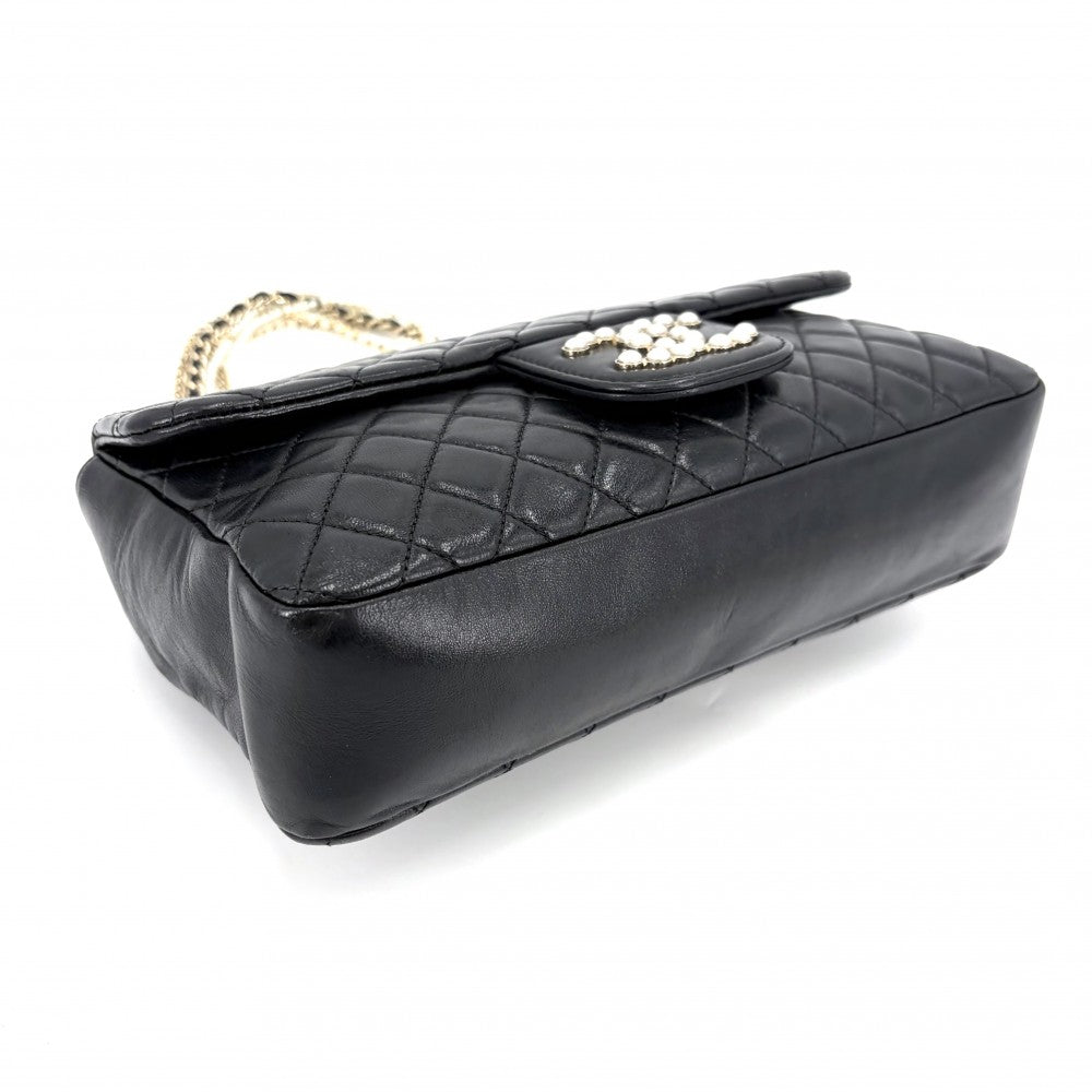 CHANEL シャネル ショルダーバッグ マトラッセ ウェストミンスター チェーンショルダー レザー フェイクパール ブラック 黒 ゴールド金具 レディース【中古品】