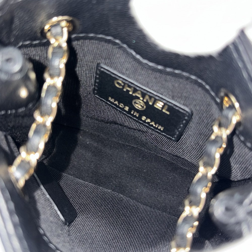 CHANEL シャネル ショルダーバッグ ミニポシェット ココマーク マトラッセ レザー ブラック 黒 ゴールド金具 レディース【中古品】