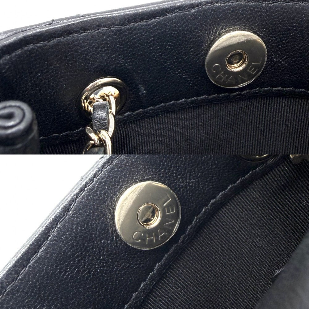 CHANEL シャネル ショルダーバッグ ミニポシェット ココマーク マトラッセ レザー ブラック 黒 ゴールド金具 レディース【中古品】