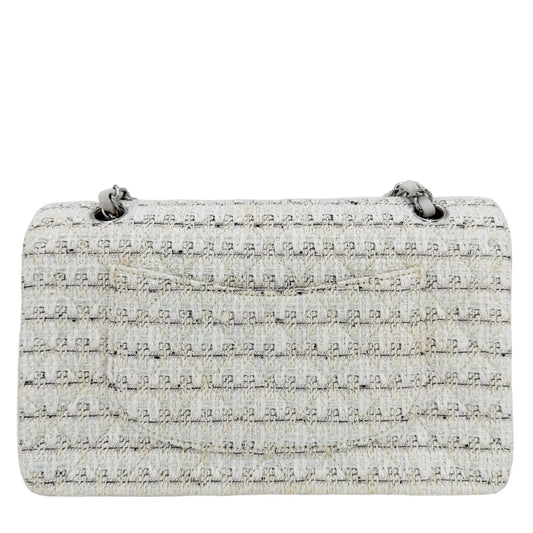 CHANEL シャネル ショルダーバッグ マトラッセ25 ココマーク ダブルフラップ ダブルチェーン ツイード レザー ホワイト 白 シルバー金具 レディース【中古品】