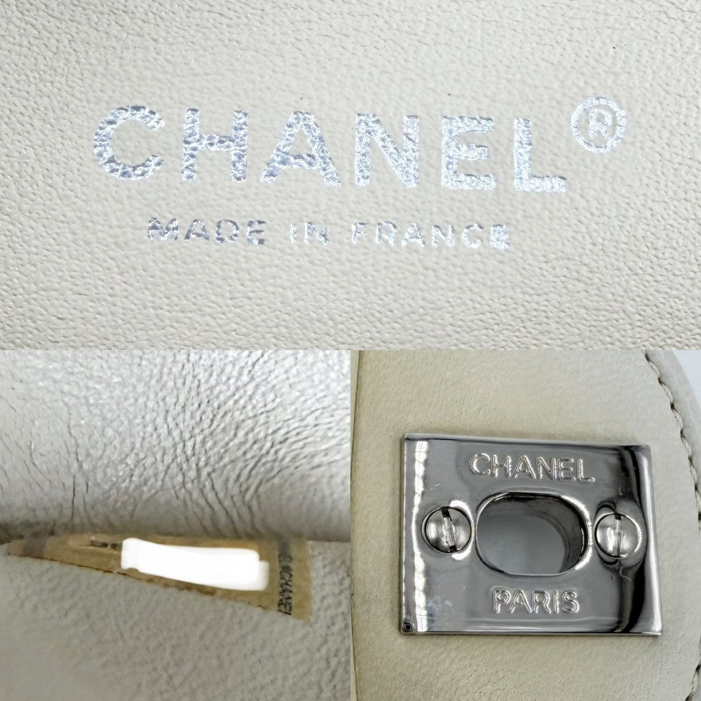 CHANEL シャネル ショルダーバッグ マトラッセ25 ココマーク ダブルフラップ ダブルチェーン ツイード レザー ホワイト 白 シルバー金具 レディース【中古品】
