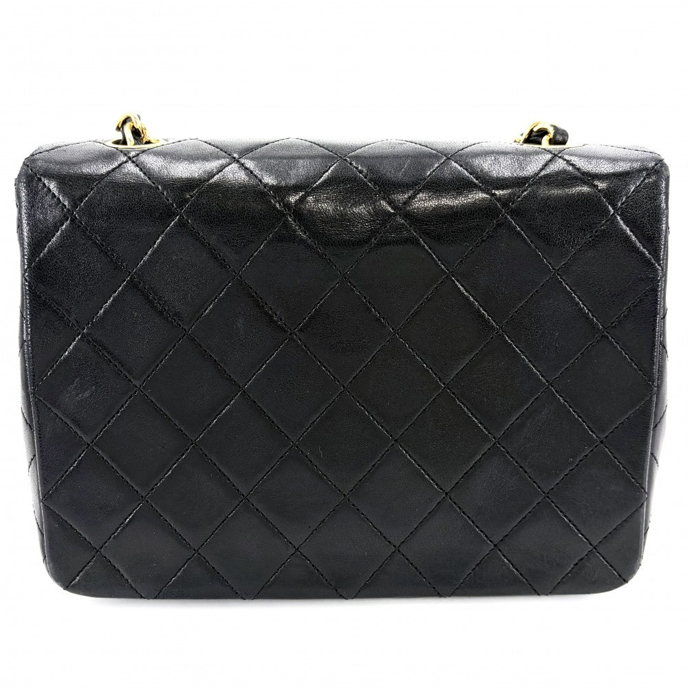 CHANEL シャネル ショルダーバッグ ミニマトラッセ チェーン ターンロック Mini Matelasse ヴィンテージ ココマーク ラムスキン ブラック 黒 ゴールド金具 レディース【中古品】