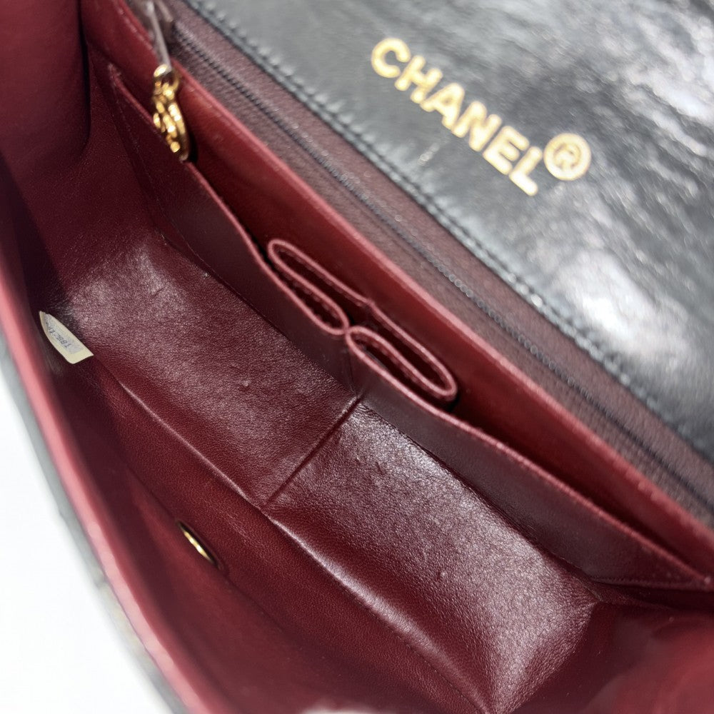 CHANEL シャネル ショルダーバッグ ミニマトラッセ チェーン ターンロック Mini Matelasse ヴィンテージ ココマーク ラムスキン ブラック 黒 ゴールド金具 レディース【中古品】