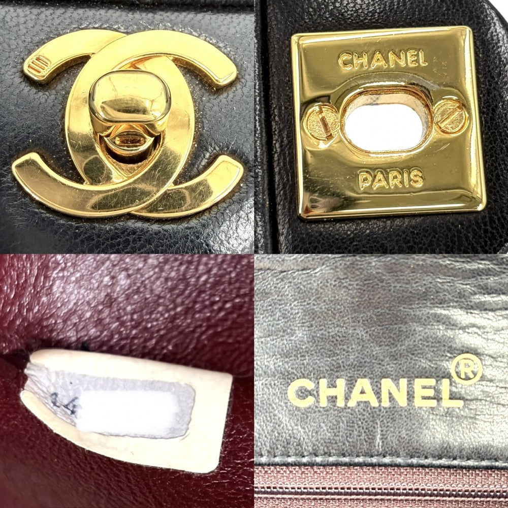 CHANEL シャネル ショルダーバッグ ミニマトラッセ チェーン ターンロック Mini Matelasse ヴィンテージ ココマーク ラムスキン ブラック 黒 ゴールド金具 レディース【中古品】