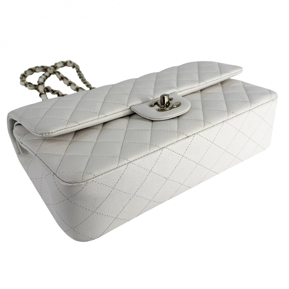 CHANEL シャネル ショルダーバッグ マトラッセ25 ダブルチェーン ダブルフラップ ココマーク ターンロック キャビアスキン ホワイト 白 ゴールド金具 レディース【中古品】