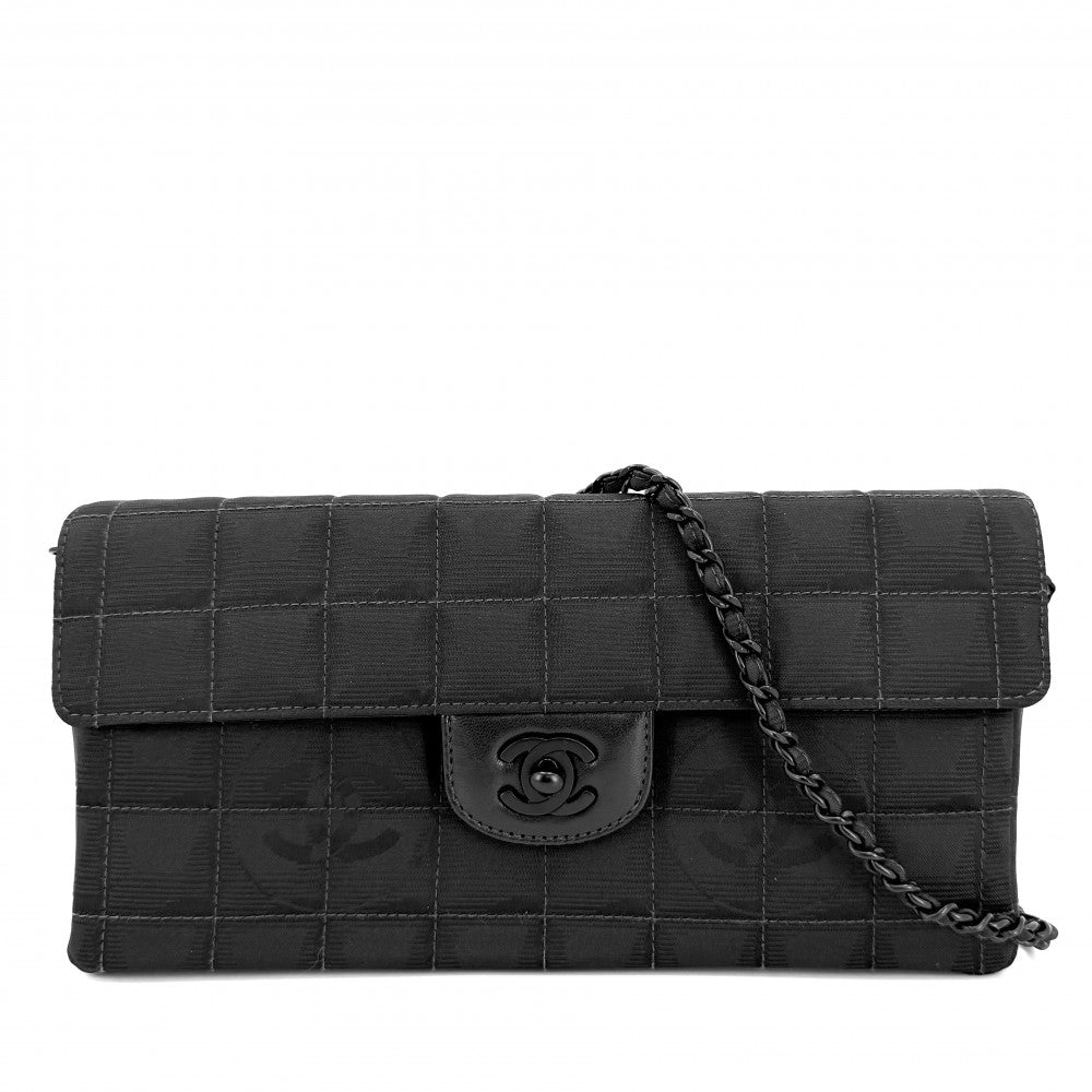 CHANEL シャネル ハンドバッグ ニュートラベルライン チェーンショルダー チョコバー ココマーク レザー ナイロンキャンバス ブラック 黒 ブラック金具 レディース【中古品】