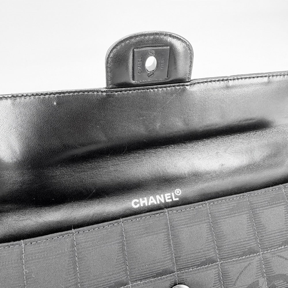 CHANEL シャネル ハンドバッグ ニュートラベルライン チェーンショルダー チョコバー ココマーク レザー ナイロンキャンバス ブラック 黒 ブラック金具 レディース【中古品】