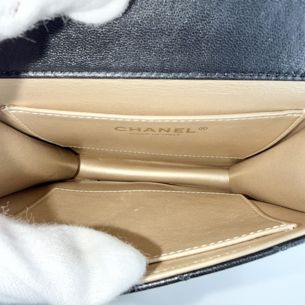 CHANEL シャネル ショルダーバッグ マトラッセ ロゴ チェーンショルダー ココマーク レザー ブラック 黒 ゴールド金具 レディース【中古品】