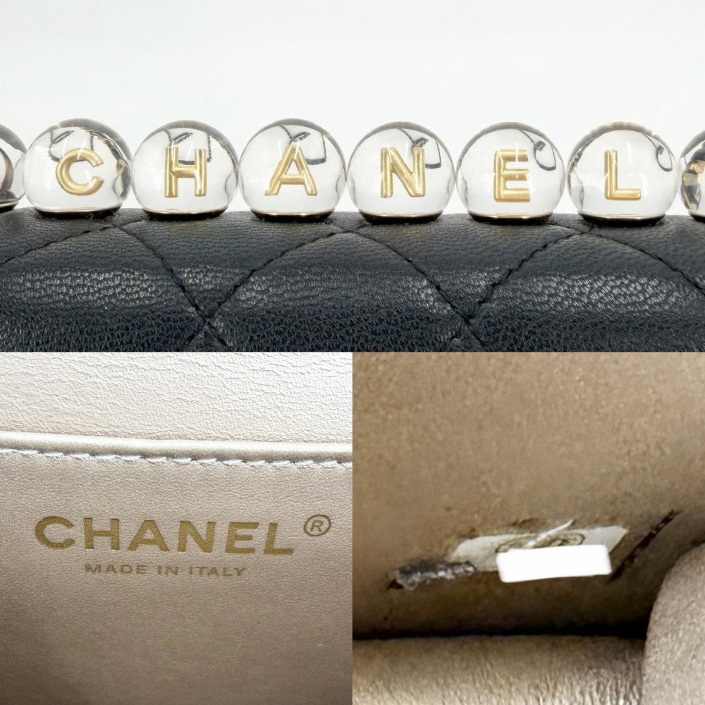 CHANEL シャネル ショルダーバッグ マトラッセ ロゴ チェーンショルダー ココマーク レザー ブラック 黒 ゴールド金具 レディース【中古品】