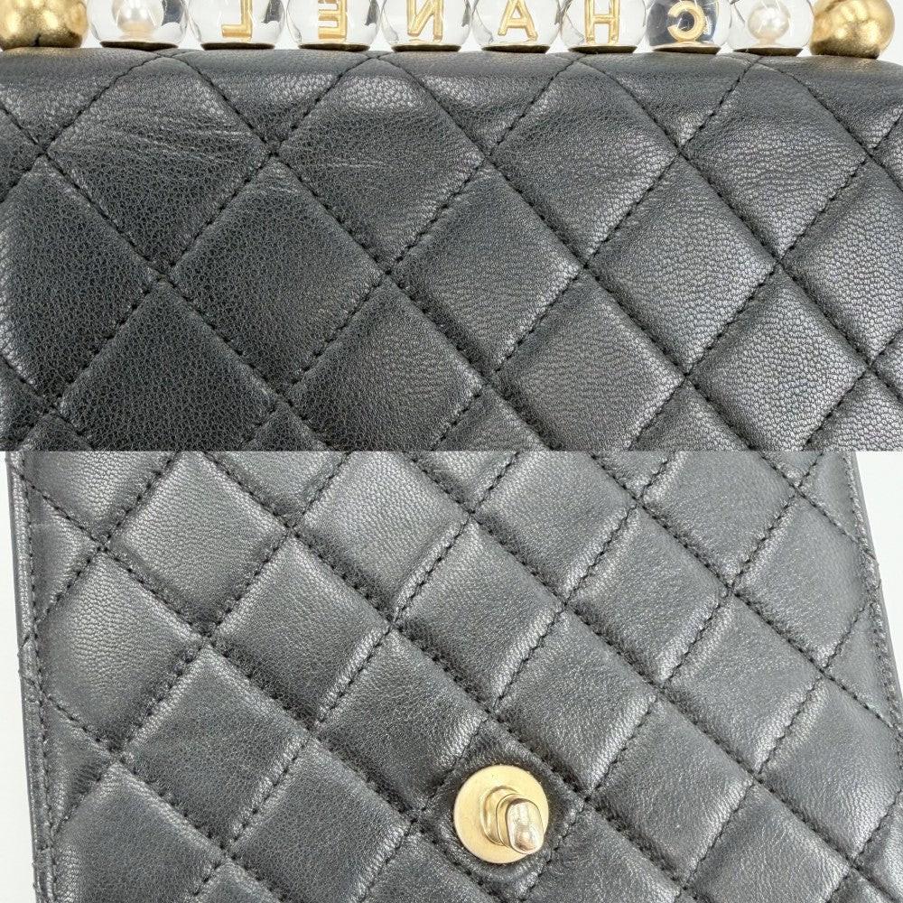 CHANEL シャネル ショルダーバッグ マトラッセ ロゴ チェーンショルダー ココマーク レザー ブラック 黒 ゴールド金具 レディース【中古品】