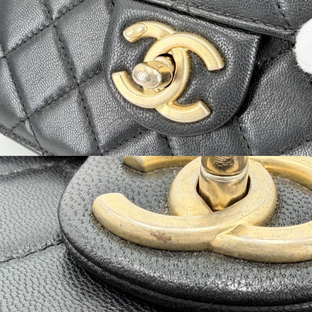 CHANEL シャネル ショルダーバッグ マトラッセ ロゴ チェーンショルダー ココマーク レザー ブラック 黒 ゴールド金具 レディース【中古品】