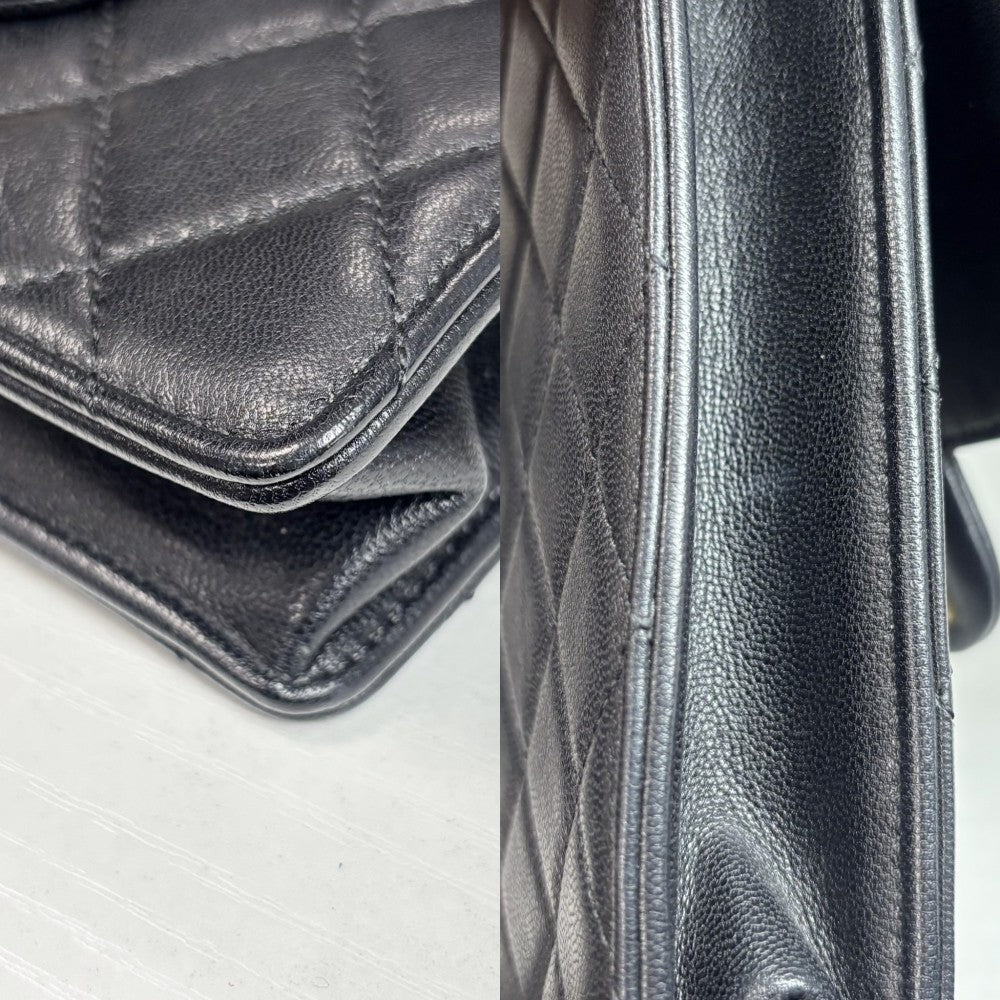 CHANEL シャネル ショルダーバッグ マトラッセ ロゴ チェーンショルダー ココマーク レザー ブラック 黒 ゴールド金具 レディース【中古品】