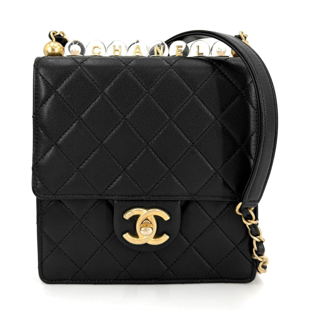 CHANEL シャネル ショルダーバッグ マトラッセ ロゴ チェーンショルダー ココマーク レザー ブラック 黒 ゴールド金具 レディース【中古品】