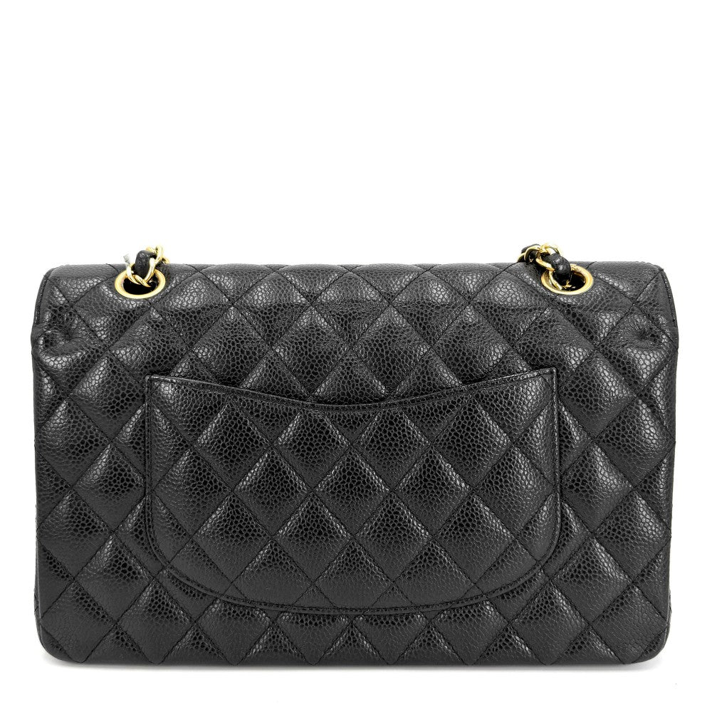 CHANEL シャネル ショルダーバッグ マトラッセ25 ダブルチェーン ココマーク ダブルフラップ キャビアスキン ブラック 黒 ゴールド金具 レディース【中古品】