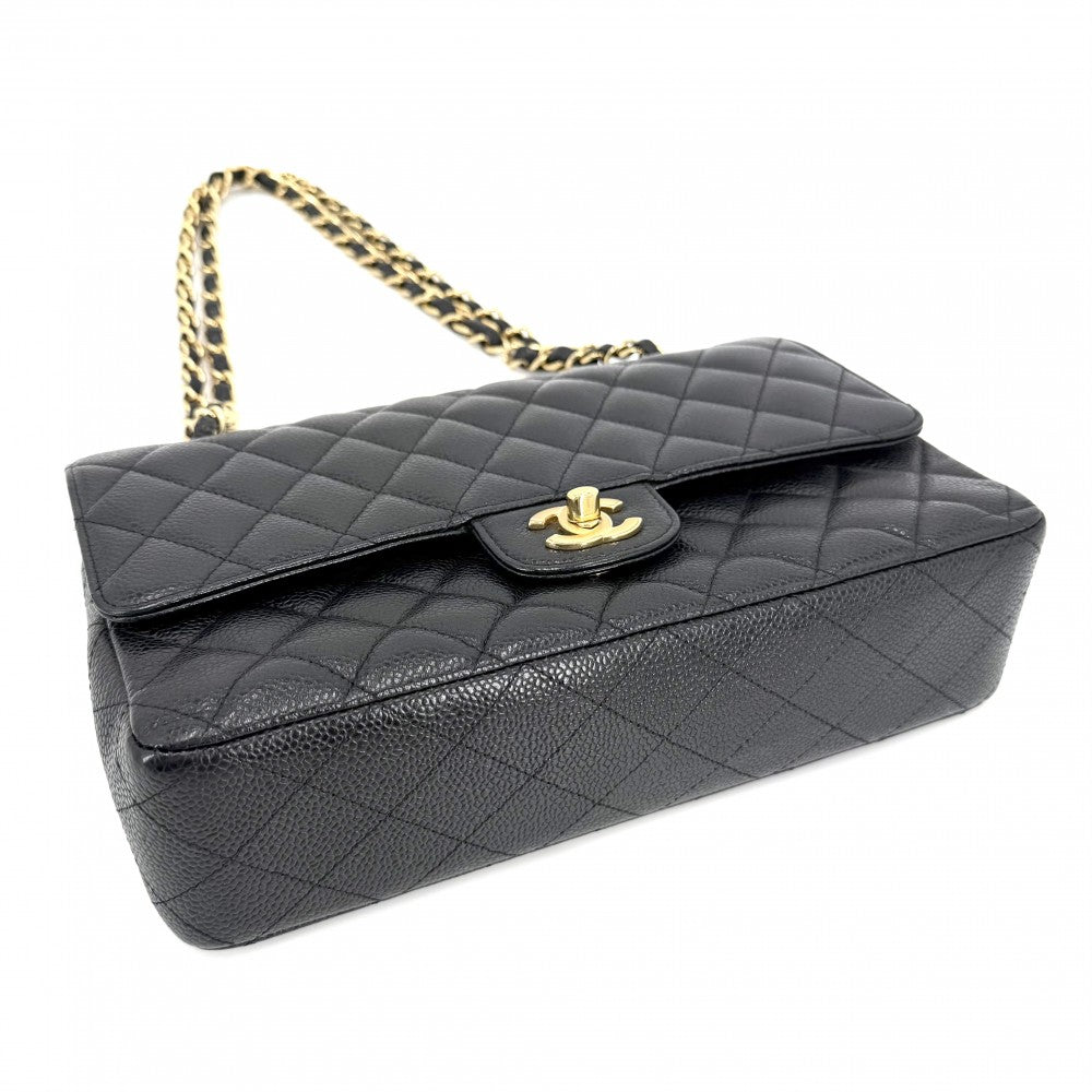CHANEL シャネル ショルダーバッグ マトラッセ25 ダブルチェーン ココマーク ダブルフラップ キャビアスキン ブラック 黒 ゴールド金具 レディース【中古品】