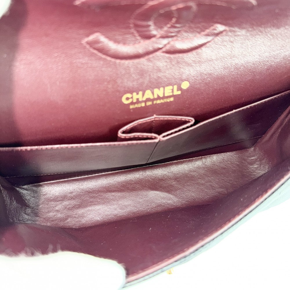 CHANEL シャネル ショルダーバッグ マトラッセ25 ダブルチェーン ココマーク ダブルフラップ キャビアスキン ブラック 黒 ゴールド金具 レディース【中古品】