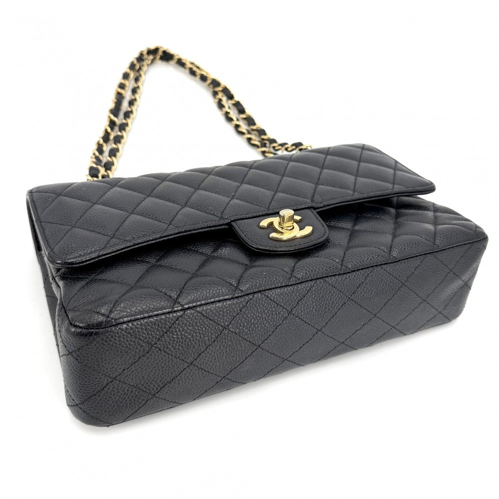 CHANEL シャネル ショルダーバッグ マトラッセ25 ダブルチェーン チェーンショルダー ブルフラップ キャビアスキン ブラック 黒 ゴールド金具 レディース【中古品】
