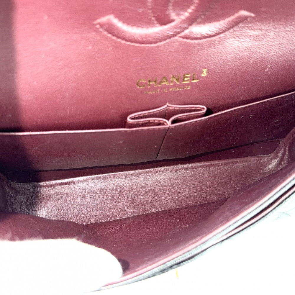 CHANEL シャネル ショルダーバッグ マトラッセ25 ダブルチェーン チェーンショルダー ブルフラップ キャビアスキン ブラック 黒 ゴールド金具 レディース【中古品】