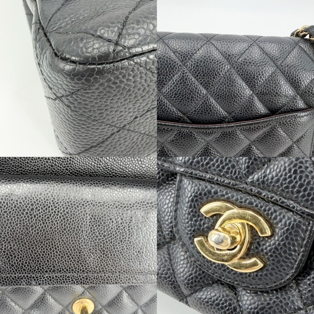 CHANEL シャネル ショルダーバッグ マトラッセ25 ダブルチェーン チェーンショルダー ブルフラップ キャビアスキン ブラック 黒 ゴールド金具 レディース【中古品】