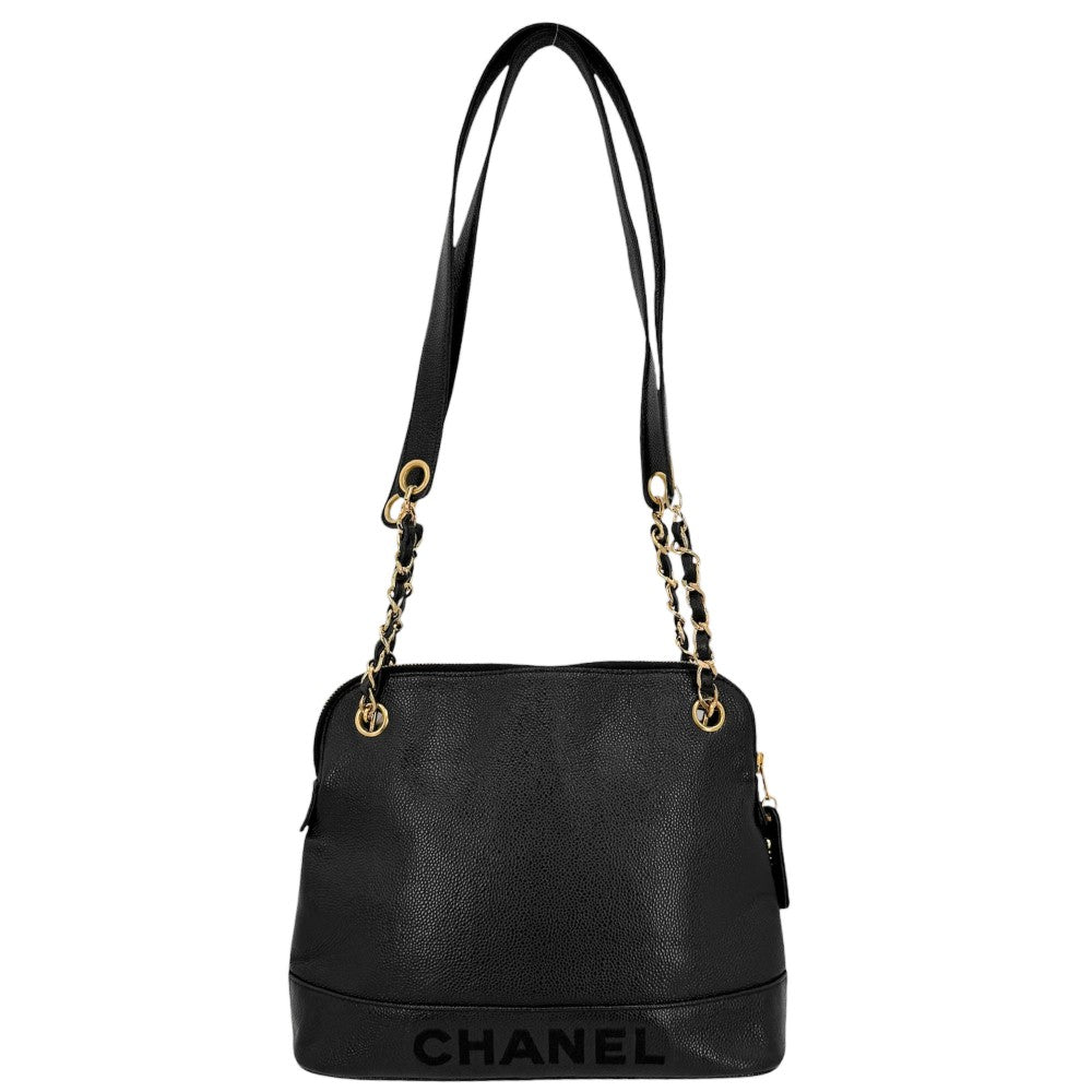 CHANEL シャネル ハンドバッグ チェーントートバッグ ココマーク キャビアスキン ブラック 黒 ゴールド金具 レディース【中古品】
