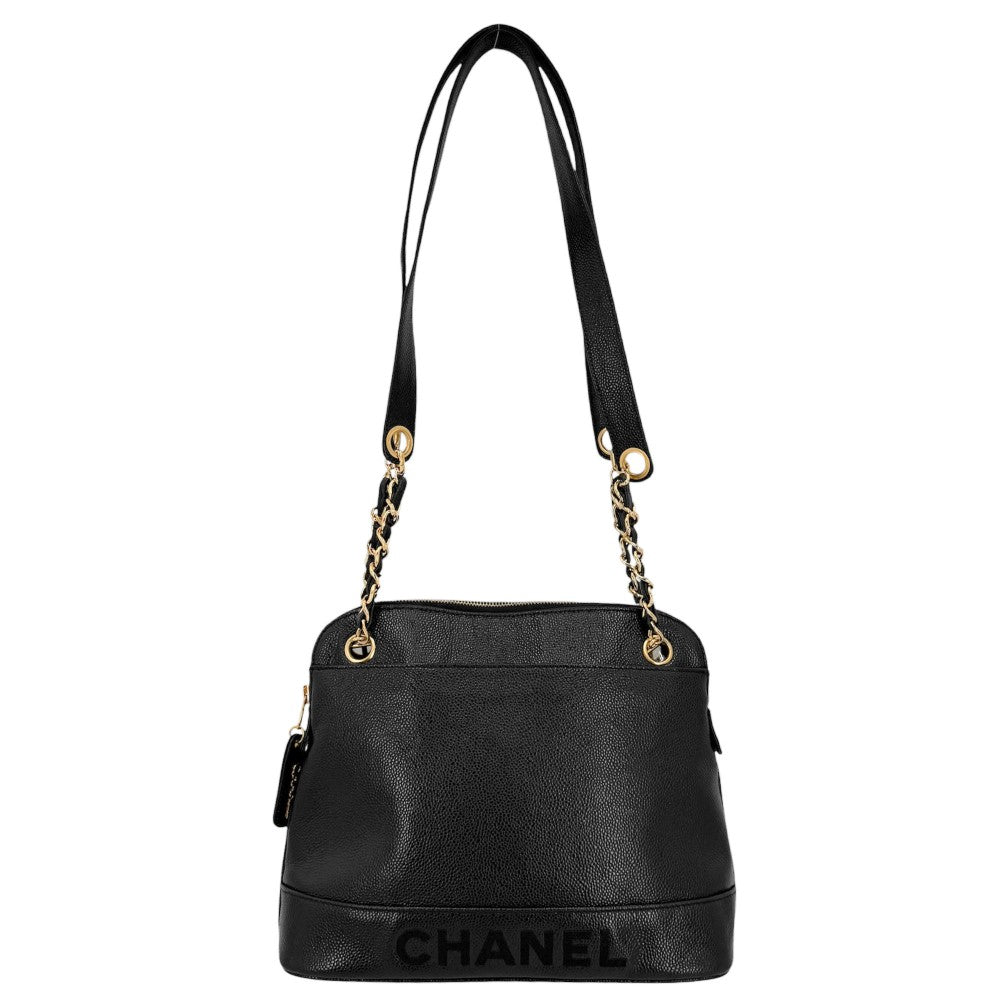 CHANEL シャネル ハンドバッグ チェーントートバッグ ココマーク キャビアスキン ブラック 黒 ゴールド金具 レディース【中古品】