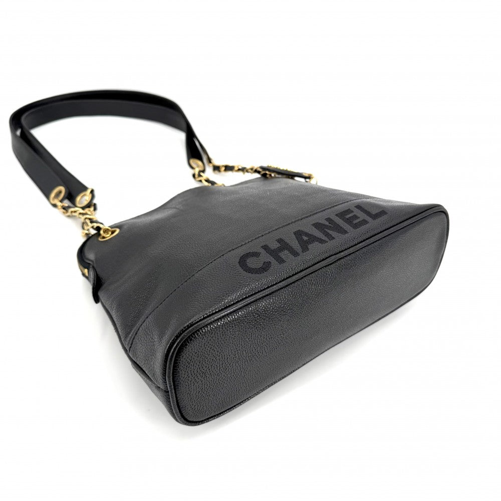 CHANEL シャネル ハンドバッグ チェーントートバッグ ココマーク キャビアスキン ブラック 黒 ゴールド金具 レディース【中古品】