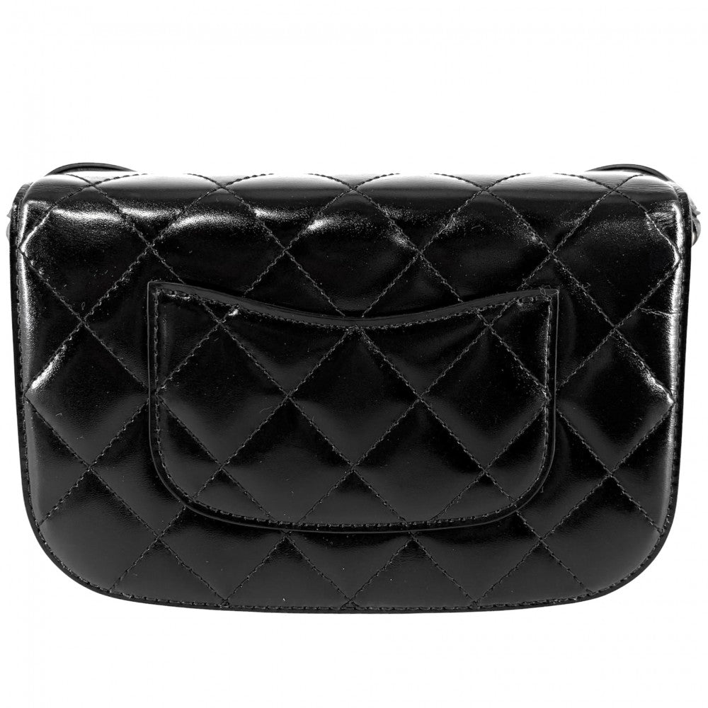 CHANEL シャネル ショルダーバッグ ミニマトラッセ チェーン ターンロック Mini Matelasse ココマーク レザー スエード ブラック 黒 ゴールド金具 レディース【中古品】