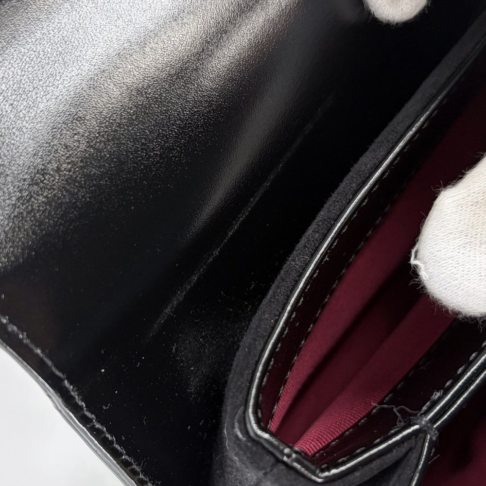 CHANEL シャネル ショルダーバッグ ミニマトラッセ チェーン ターンロック Mini Matelasse ココマーク レザー スエード ブラック 黒 ゴールド金具 レディース【中古品】