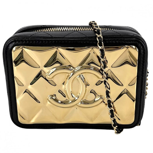 CHANEL シャネル ショルダーバッグ マトラッセ チェーン バニティバッグ 小さめ ラムスキン ブラック 黒 ゴールド金具 レディース【中古品】