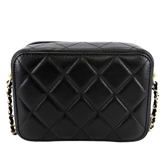 CHANEL シャネル ショルダーバッグ マトラッセ チェーン バニティバッグ 小さめ ラムスキン ブラック 黒 ゴールド金具 レディース【中古品】