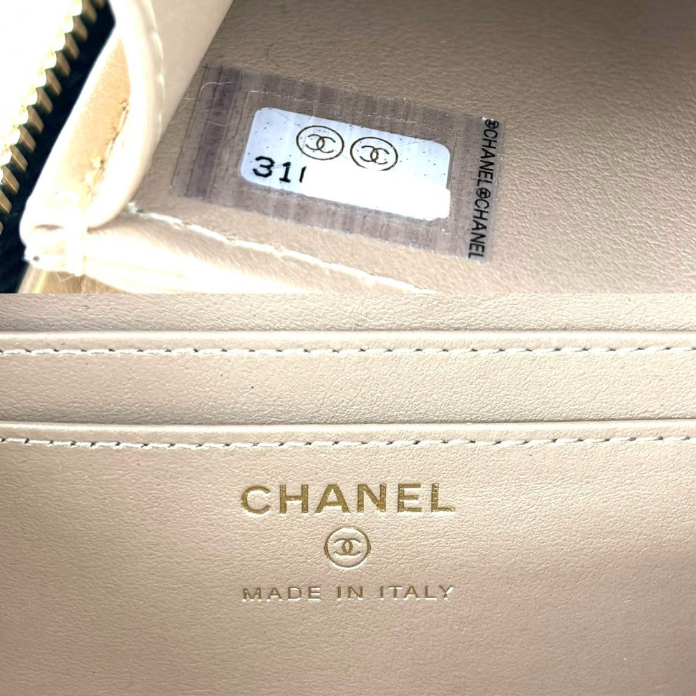 CHANEL シャネル ショルダーバッグ マトラッセ チェーン バニティバッグ 小さめ ラムスキン ブラック 黒 ゴールド金具 レディース【中古品】