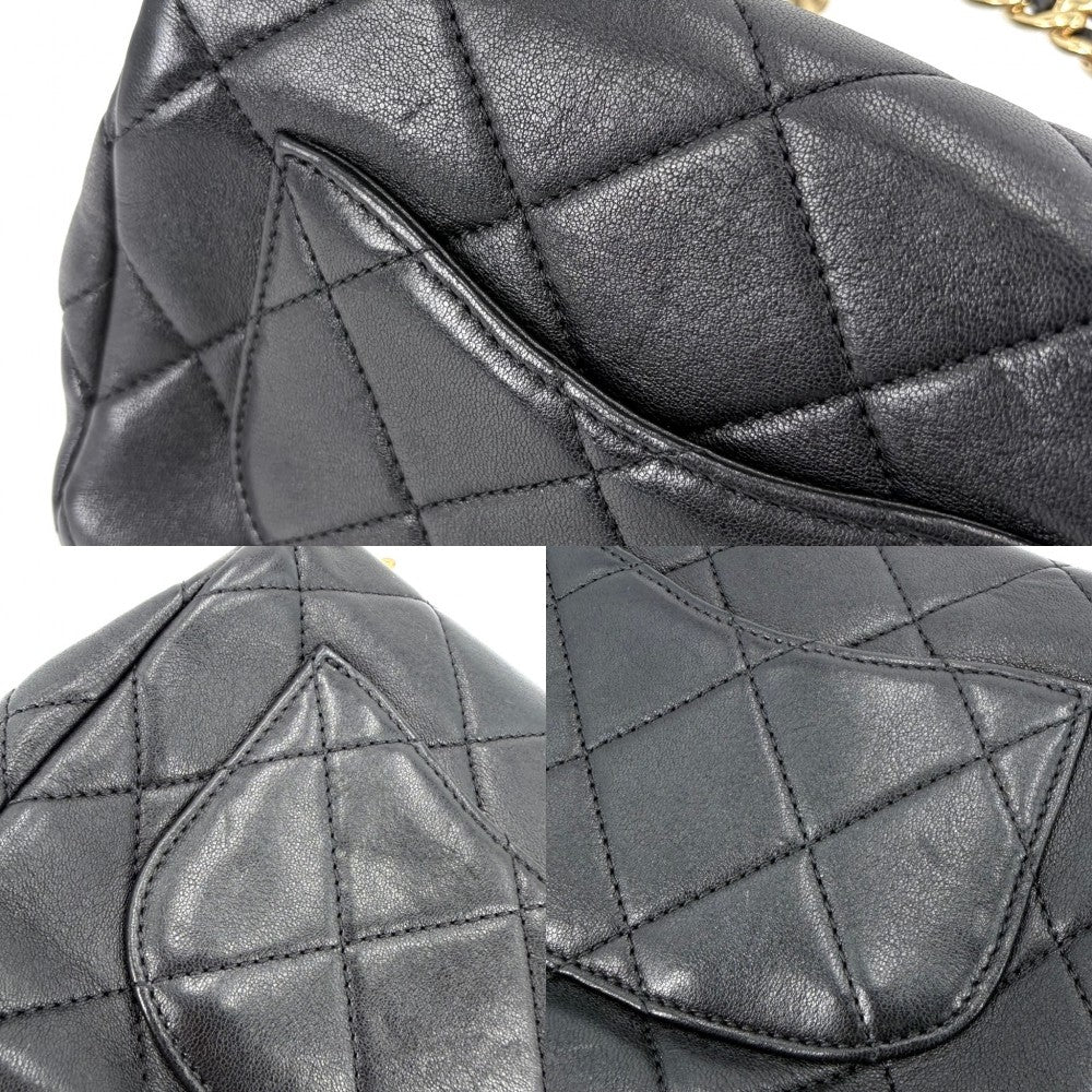 CHANEL シャネル ショルダーバッグ ミニマトラッセ チェーン ターンロック Mini Matelasse トップハンドル ココマーク ラムスキン ブラック 黒 ゴールド金具 レディース【中古品】