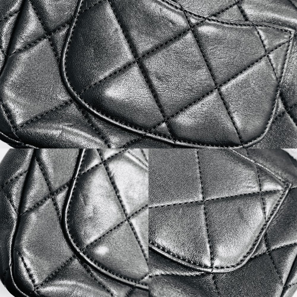CHANEL シャネル ショルダーバッグ ミニマトラッセ チェーン ターンロック Mini Matelasse トップハンドル ココマーク ラムスキン ブラック 黒 ゴールド金具 レディース【中古品】