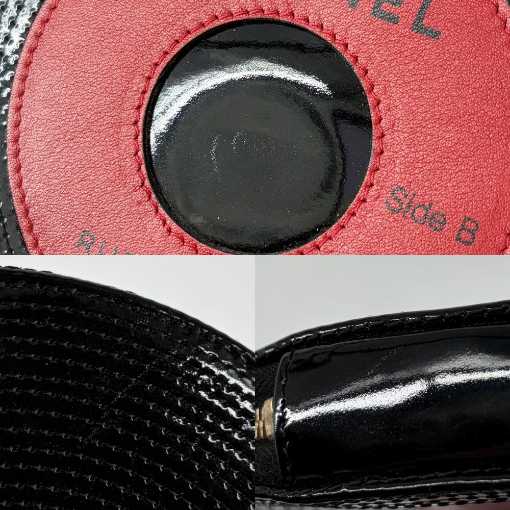 CHANEL シャネル クラッチバッグ レコード チェーン ポーチ パテントレザー ブラック 黒 ゴールド金具 レディース【中古品】