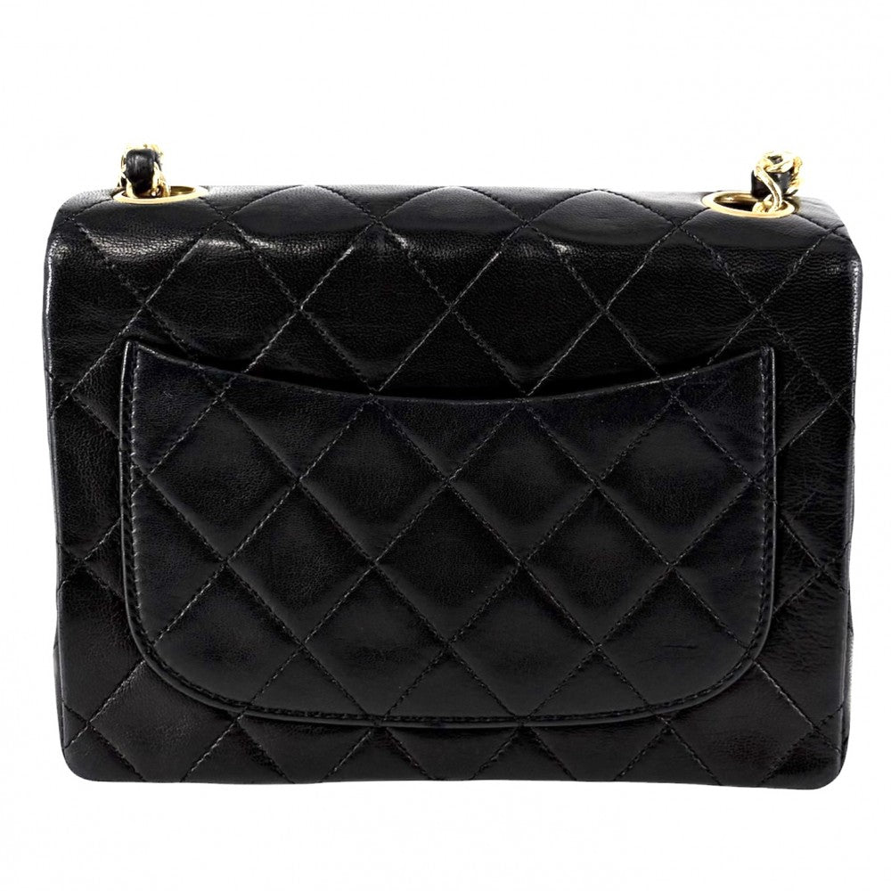 CHANEL シャネル ショルダーバッグ ミニマトラッセ チェーン ターンロック Mini Matelasse ヴィンテージ ココマーク ラムスキン ブラック 黒 ゴールド金具 レディース【中古品】