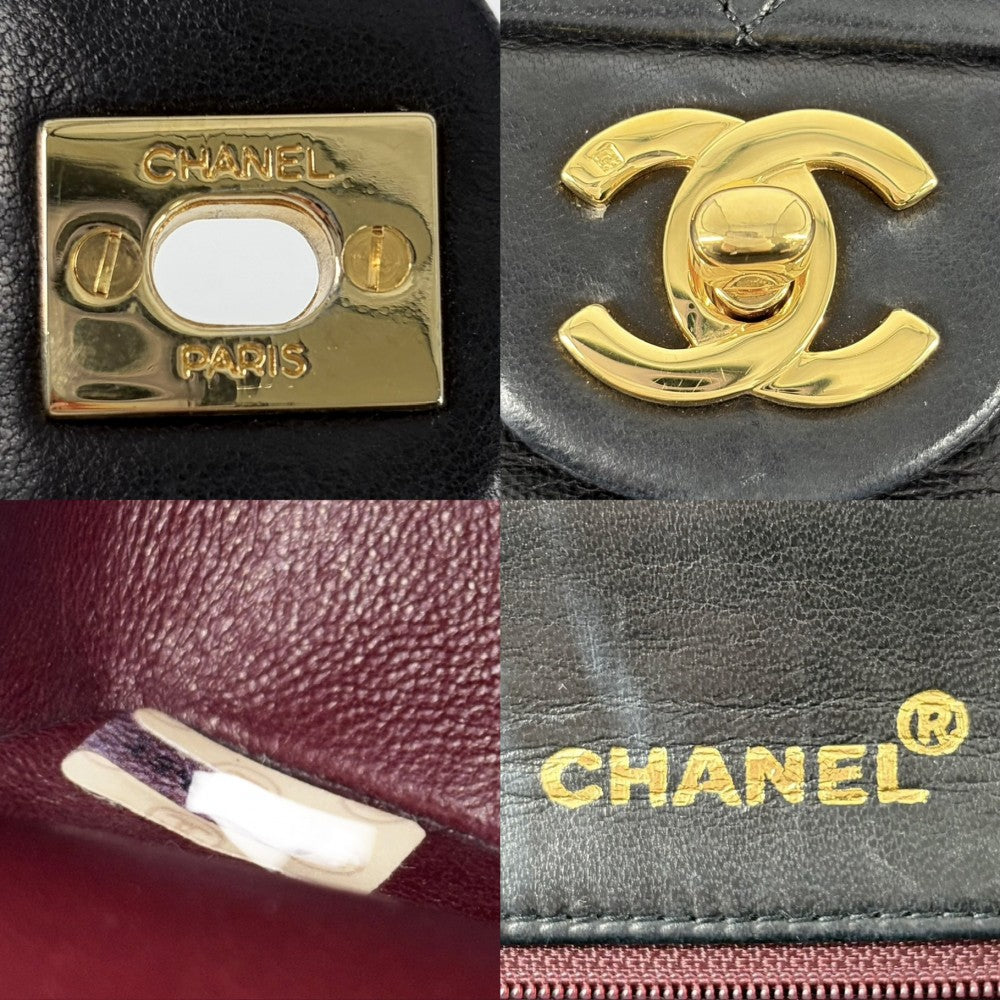 CHANEL シャネル ショルダーバッグ ミニマトラッセ チェーン ターンロック Mini Matelasse ヴィンテージ ココマーク ラムスキン ブラック 黒 ゴールド金具 レディース【中古品】