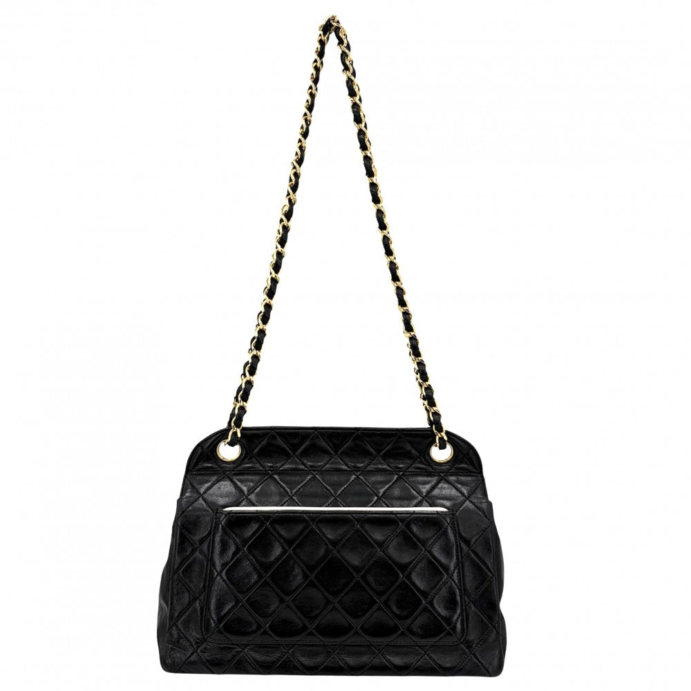CHANEL シャネル ショルダーバッグ マトラッセ チェーン ターンロック Matelasse ココマーク ラムスキン ブラック 黒 ゴールド金具 レディース【中古品】