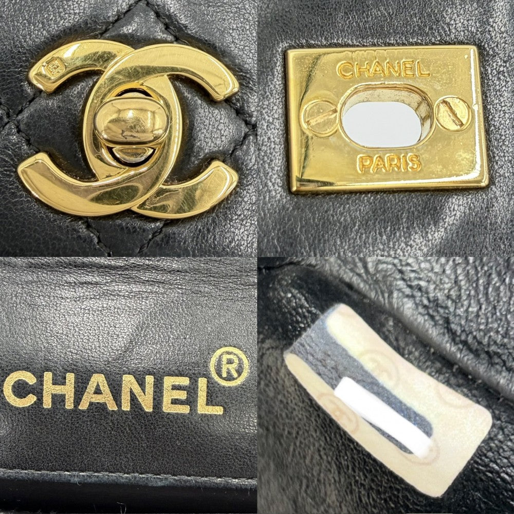 CHANEL シャネル ショルダーバッグ マトラッセ チェーン ターンロック Matelasse ココマーク ラムスキン ブラック 黒 ゴールド金具 レディース【中古品】