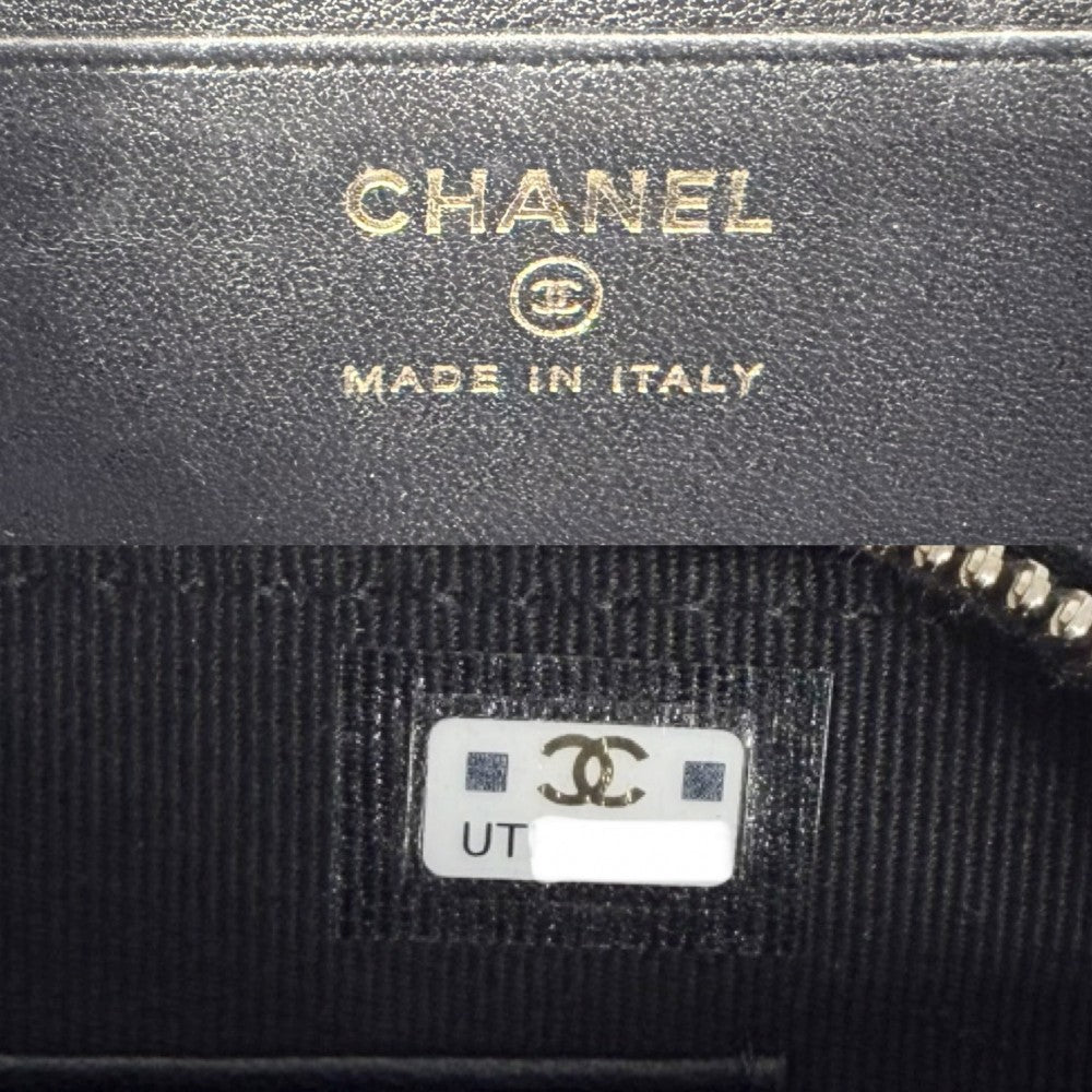 CHANEL シャネル ショルダーバッグ マトラッセ ミニ ロゴ チェーンショルダー ココマーク 小さめ カメラバッグ ラムスキン ブラック 黒 ゴールド金具 レディース【中古品】