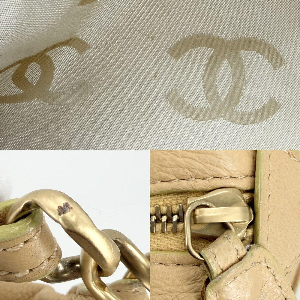 CHANEL シャネル ショルダーバッグ ココマーク チェーン レザー ベージュ ゴールド金具 レディース【中古品】