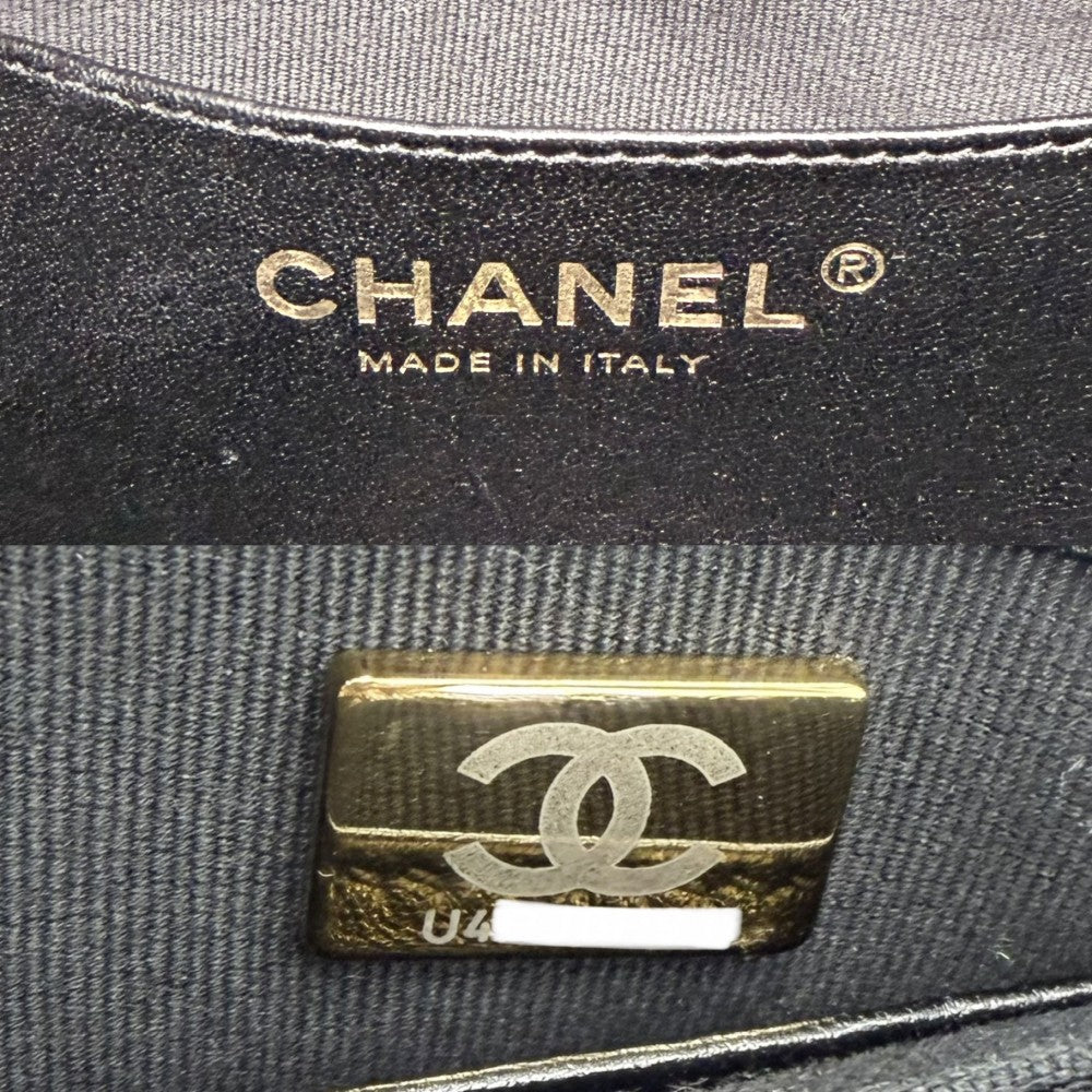 CHANEL シャネル ショルダーバッグ マトラッセ ココマーク チェーンショルダー ポシェット レザー ブラック 黒 ゴールド金具 レディース【中古品】