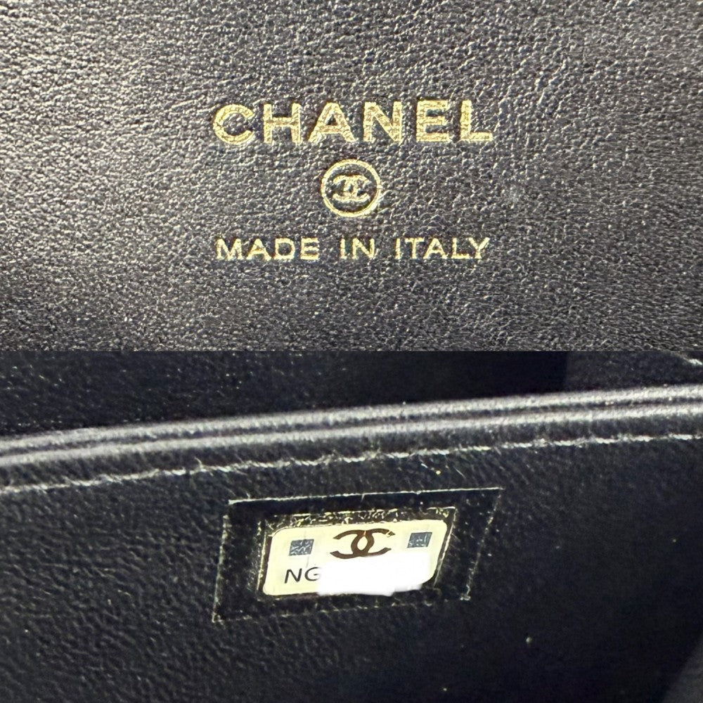 CHANEL シャネル 2WAY マトラッセ ココマーク ミニハンドバッグ チェーンショルダーバッグ バニティ ラムスキン ブラック 黒 アンティークゴールド金具 レディース【中古品】