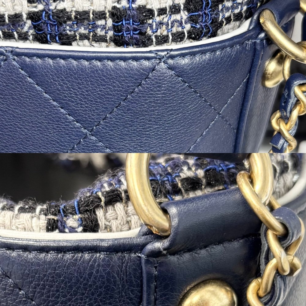 CHANEL シャネル ショルダーバッグ ココマーク マトラッセ バケットバッグ ドローストリング 2WAY レザー ネイビー 紺 ゴールド金具 レディース【中古品】