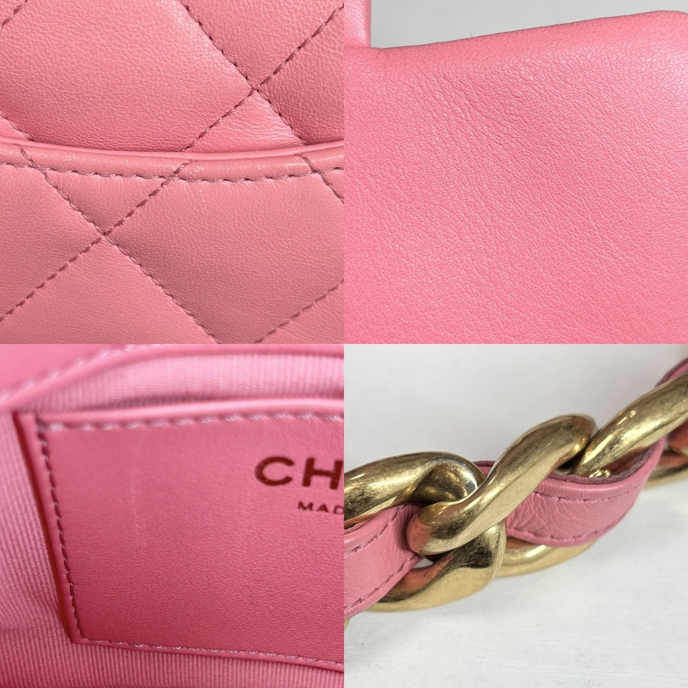 CHANEL シャネル ショルダーバッグ ミニマトラッセ チェーンショルダー ターンロック Mini Matelasse ココマーク レザー ピンク ゴールド金具 レディース【中古品】