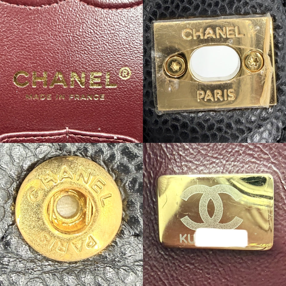CHANEL シャネル ショルダーバッグ マトラッセ25 ダブルチェーン ココマーク ダブルフラップ キャビアスキン ブラック 黒 ゴールド金具 レディース【中古品】