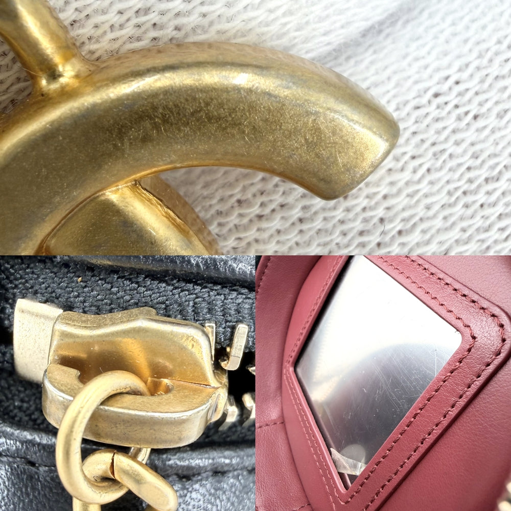 CHANEL シャネル ショルダーバッグ ロゴ マトラッセ チェーンショルダー バニティバッグ Matelasse ココマーク ラムスキン ブラック 黒 ゴールド金具 レディース【中古品】