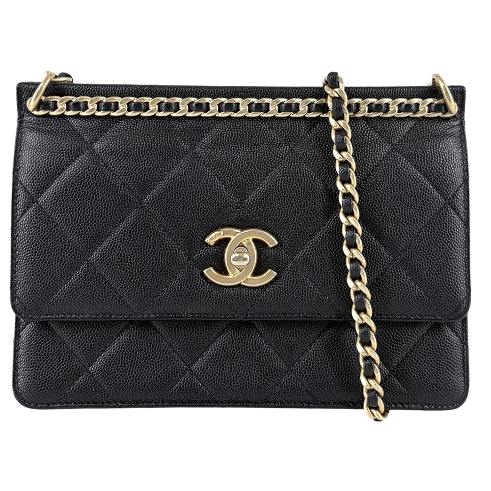 CHANEL シャネル ショルダーバッグ マトラッセ ココマーク ターンロック キャビアスキン ブラック 黒 ゴールド金具 レディース【中古品】