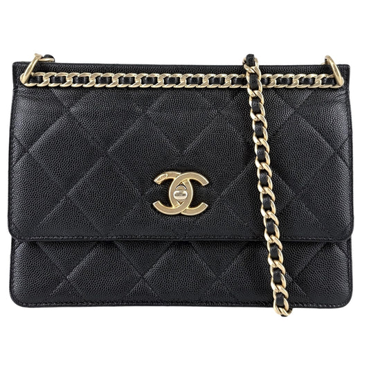 CHANEL シャネル ショルダーバッグ マトラッセ ココマーク ターンロック キャビアスキン ブラック 黒 ゴールド金具 レディース【中古品】